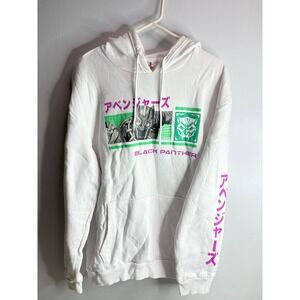 Marvel Black Panther Mech Strike Hoodie Mens XL White Graphic Print Pullover